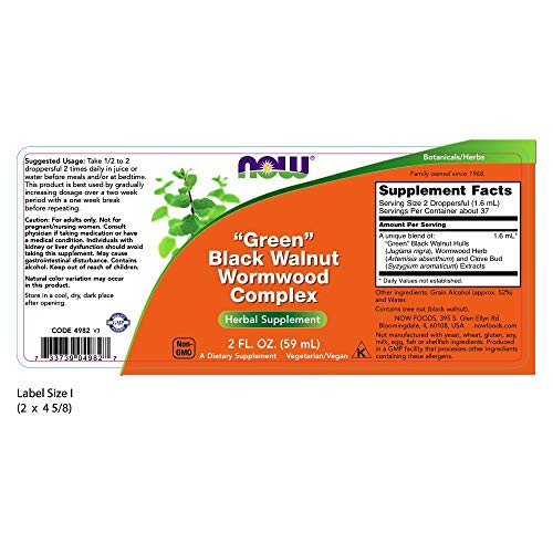 Now Foods Fresh Walnut Worm Wood Complex - 60 ml Liquid(Green/Black)