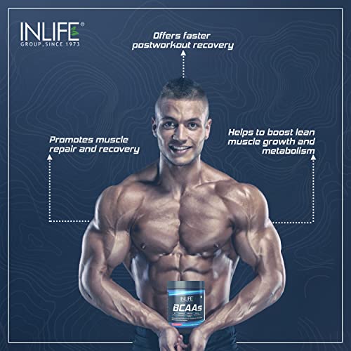 INLIFE BCAA Supplement 7g Amino Acids Instantized for Pre Post & Intra Energy Drink for Workout (Watermelon, 250g)