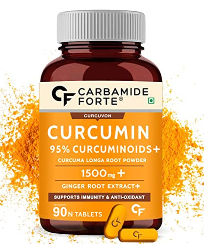 Carbamide Forte Curcumin with Piperine Tablets with 95% Curcuminoids | Immunity Boosters Tablet for Adults – 90 Veg Tablets