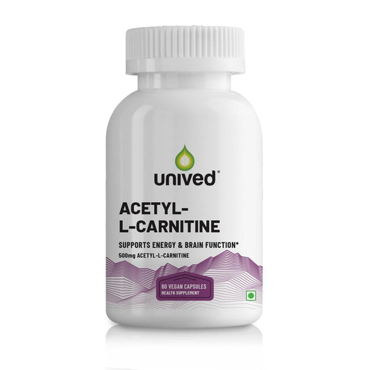 Unived Acetyl L-Carnitine 500mg | Supercharges Brain Function, Fat Loss, & Reaction Time. | Single Int, Flavorless & Caffeine Free | 60 Vegan Capsules