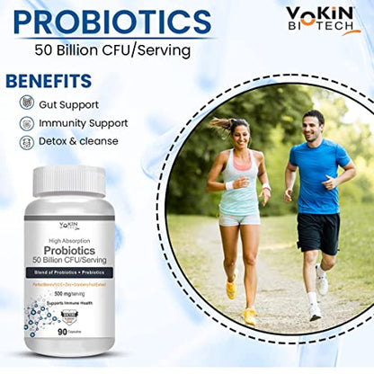 Vokin Biotech Probiotics 50 Billion CFU Multi- Strains Targeted Release Technology, Stomach Acid Resistant (90 capsules)