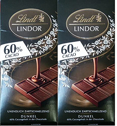 Lindt Lindor Dark Chocolate 60% Cacao 100g Each Pack Of 2