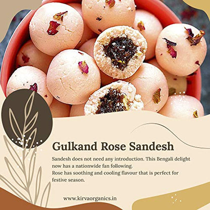 Kirva Organics Natural Gulkand | Damask Rose Petals & Rock Sugar - Kesar Elaichi - 500gm (500gm x 1)