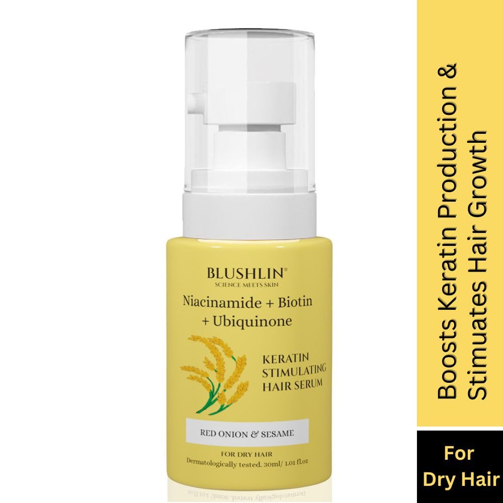 BLUSHLIN Niacinamide Hair Serum for Repairing Damaged Hair & Frizz with Biotin & Ceramide | Hair Gro Boosts Keratin | Post Wash Hair Treatment | 30 Ml