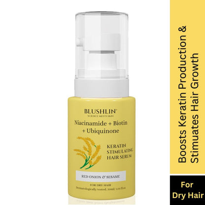 BLUSHLIN Niacinamide Hair Serum for Repairing Damaged Hair & Frizz with Biotin & Ceramide | Hair Gro Boosts Keratin | Post Wash Hair Treatment | 30 Ml