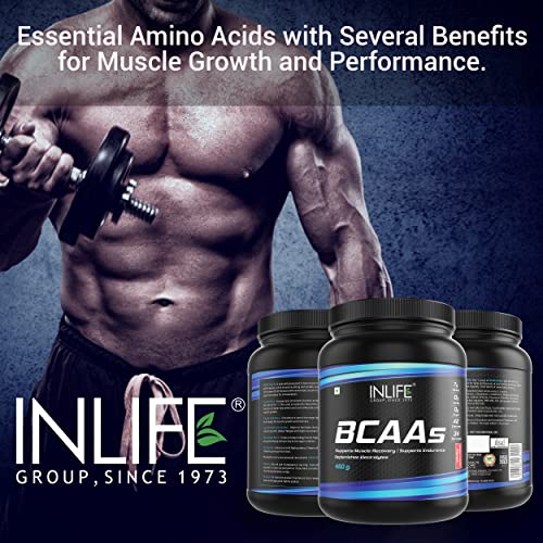 INLIFE BCAA Supplement 7g Amino Acids Instantized for Pre Post & Intra Energy Drink for Workout (Watermelon, 450g)