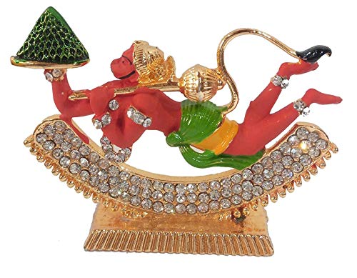 Relicon Flying Lord Hanuman Idol | Bajrang Bali Idol (R-135) Red Metal Statue (L*B*H-6.2 x 0.5 x 5 Cm)