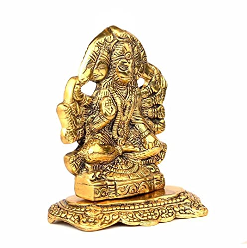 Servdharm Panchmukhi Hanuman Murti | Statue for Home Decor, Gifting, Protection from Evil Eye, 14.7 cms( Gold)