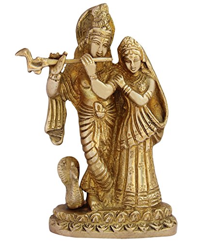 ITOS365 Brass Radha Krishna Idol, Standard, Gold