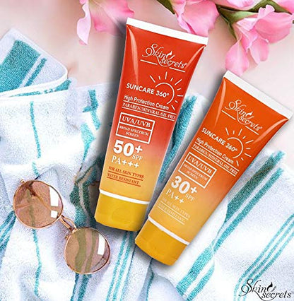 Skin Secrets Sun care 360 SPF 30 with Aloe Vera Extract Cream| SPF 30 PA++| 100gm| Paraben, Mineral Oil & Silicone Free| No White-Cast