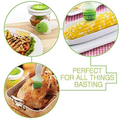 Soptool Silicone Chef's Basting Oil Brush Set for Cooking BBQ Baking and Grilling, Green