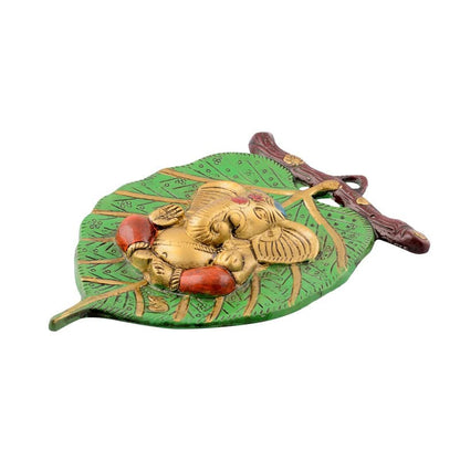 INTERNATIONAL GIFT Wall Hanging for Home (Green Leaf Ganesh)