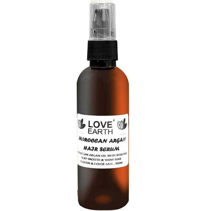 Love Earth Moroccan Argan Hair Serum Enriched With Goodness of Moroccan Argan Oil And Bhringraj For Frizz Free, Smooth & Shiny Hair 100ml