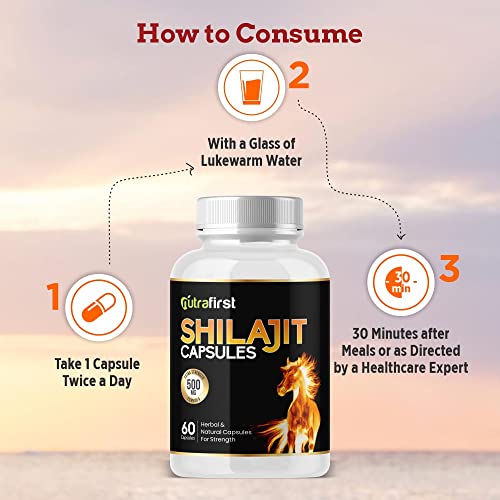 Nutrafirst Ayurvedic Pure Shilajit Extract Capsules 60 Capsules for Men & Women 60 Capsules (Pack of 1)