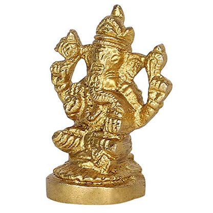 GURU JEE™ Brass Murti Ganesha Gajanana Statue Idol for Gift Pooja Mandir Temple Home Decor