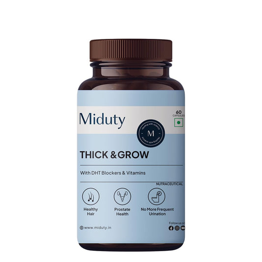 Miduty by Palak Notes Thick and grow, DHT Blockers, Biotin for hair, Essential Amino Acids, L-Cysteistate Health, Frequent Urination Problem - 60 Caps