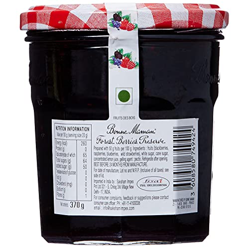 Bonne Maman Forest Berries Preserve, Marmalade Fruit Jam, 13 oz / 370 g