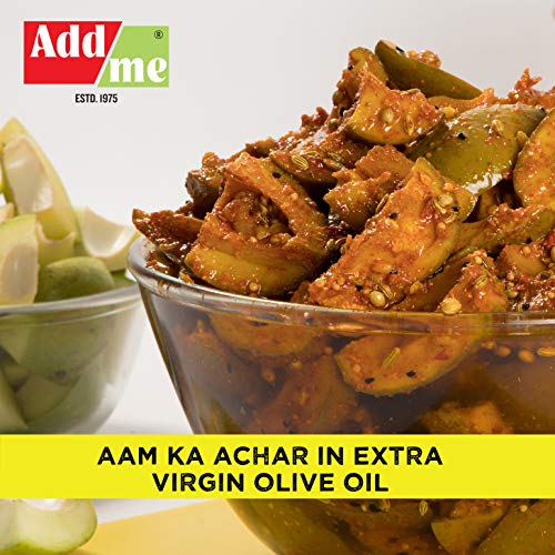 Add me Mango Pickle Aam Ka Achar in Extra Virgin Olive Oil 500 gm Pickles Glass Pack