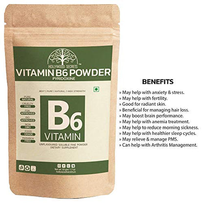 Hollywood Secrets Vitamin B6 Pyridoxine Powder 50gm