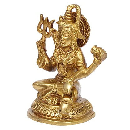 ARTVARKO Astadhatu Lord Shiva Murti Idol Bhagwan Shankar Brass Bhole Nath Mandir Temple Showpiece Accessories Vastu Remedy Size 5 Inches