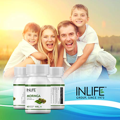 INLIFE Moringa Leaf Extract (10:1) Supplement, Weight Management, Powerful Antioxidant, 500mg - 60 Veg Capsules