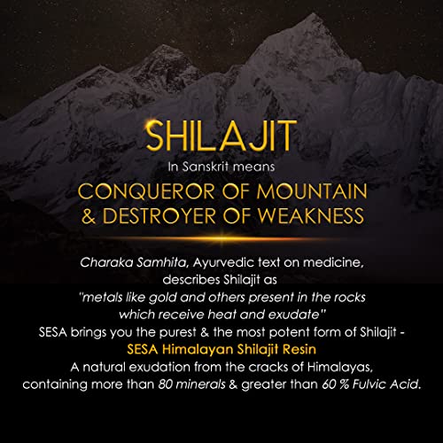 sesa Himalayan Shilajit Resin 20G -100% Ayurvedic Helps Boost Strength, Endurance & Immunity - 60%+ Fulvic Acid |Contains Lab Certificate,Pack of 1