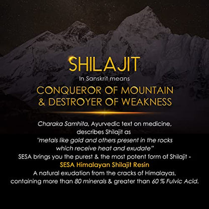 sesa Himalayan Shilajit Resin 20G -100% Ayurvedic Helps Boost Strength, Endurance & Immunity - 60%+ Fulvic Acid |Contains Lab Certificate,Pack of 1