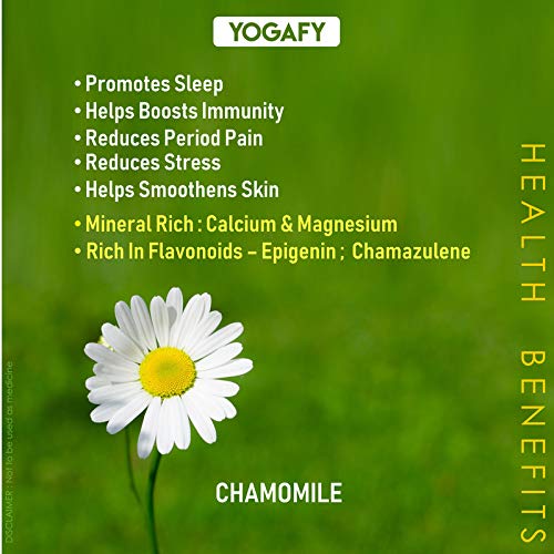 YOGAFY Organic Chamomile Whole Flower Herbal Tea | Caffeine Free | 50g