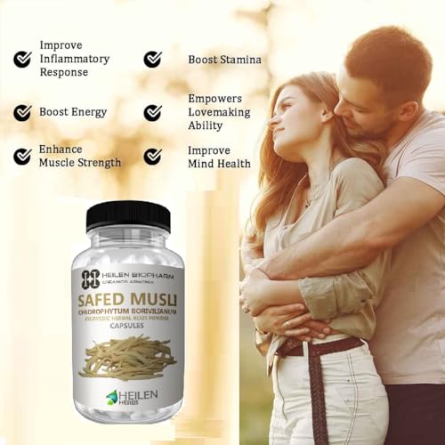 Heilen Biopharm Safed Musli Capsules - 500 mg X 180 Per Bottle I Pack of 1(Chlorophytum Borivilianum) For Energy Boost