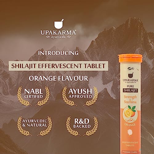 UPAKARMA Pure Shilajit Effervescent Tablets Boost Performance and Stamina, Orange Flavour, Pack of 1