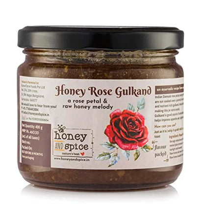 Honey and Spice Rose Gulkand with Finest Rose Petals & Natural Fragrance and Flavour Damask Rose - 400 GMS