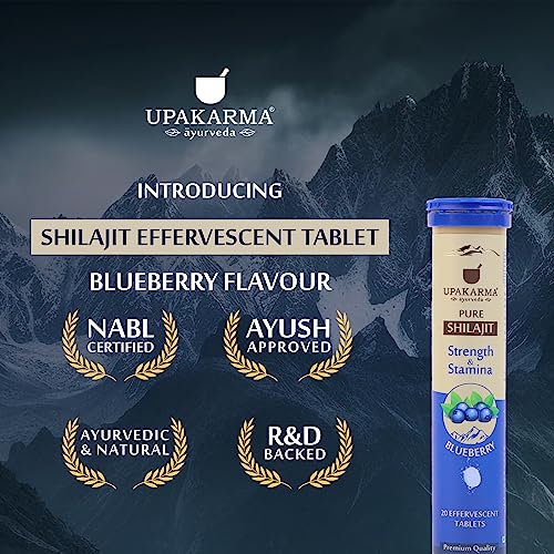 UPAKARMA Ayurveda Pure Shilajit Effervescent Tablets Boost Performance & Stamina Blueberry Flavour, Pack of 1