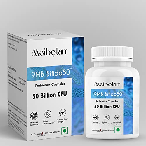 Meibotan Probiotics Bifidobacterium Lactis 50 Billion CFU For Men & Women Increases Immunity, Microcol Body Weight, Digestion support- 60 Veg Capsules