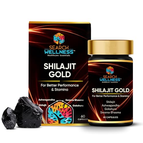 Search Wellness Shilajit Gold-60 Capsules (Pack of 1) | Enriched with Ashwagandha, Gokshura, Swarna Bhasma