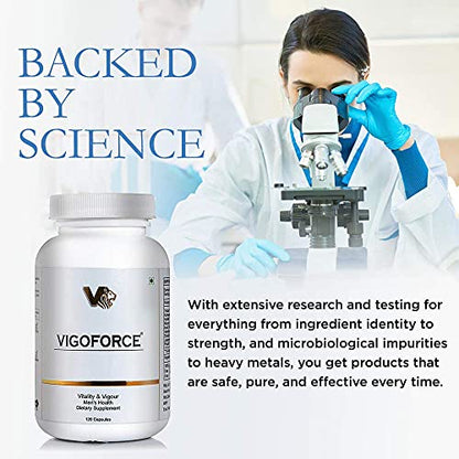 VIGOFORCE Vitality and Vigour Natural Mens Supplement for Energy and Stamina 1 bottle contains 120 Veg Capsules