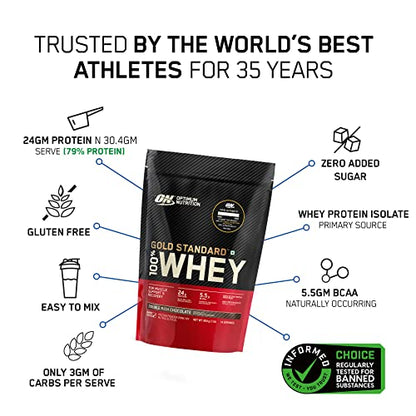 Optimum Nutrition (ON) Gold Standard 100% Whey Protein Powder 1 lbs, 454 g (Double Rich Chocolate)