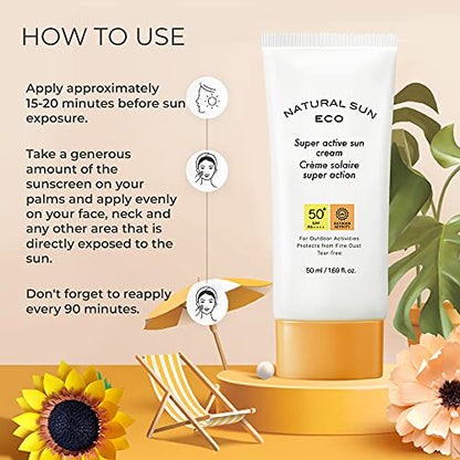 The Face Shop Natural Sun Eco Sunscreen with SPF 50+ PA +++ Protect From Dust Sunscreen for ProtectiA and UVB Rays, Blue Light & Digital Devices, 50ml