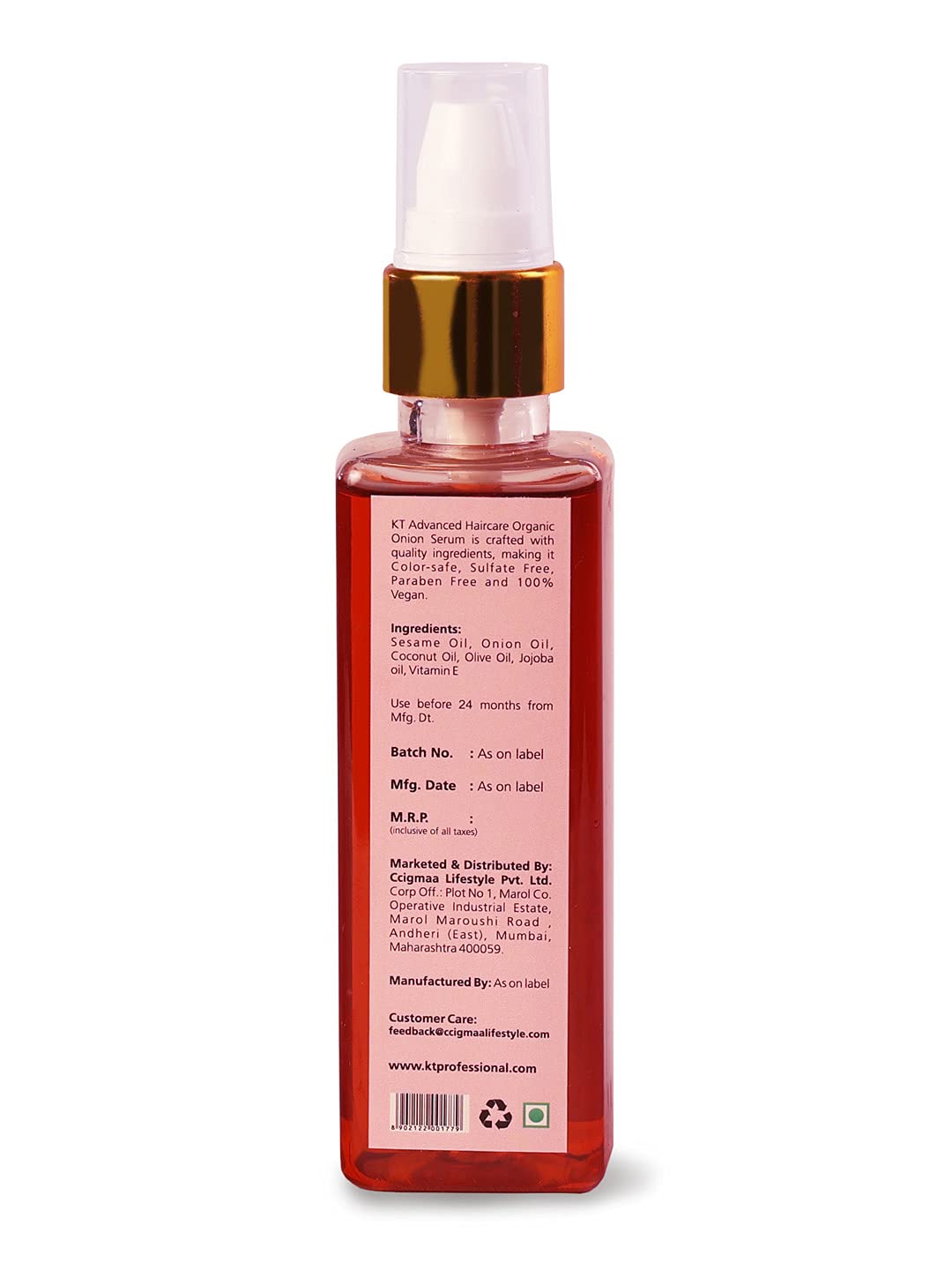 KEHAIRTHERAPY KT Professional Advanced Haircare Organic Onion Serum - 100 ml For Reduce Hair Fall & Promote Hair Growth