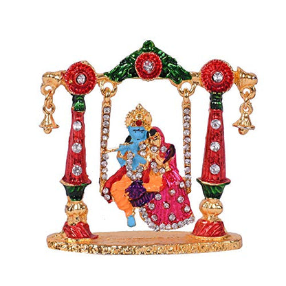 Radha Krishna Idol on Jhula Metal Statue | Mandir Pooja Murti | Temple Puja