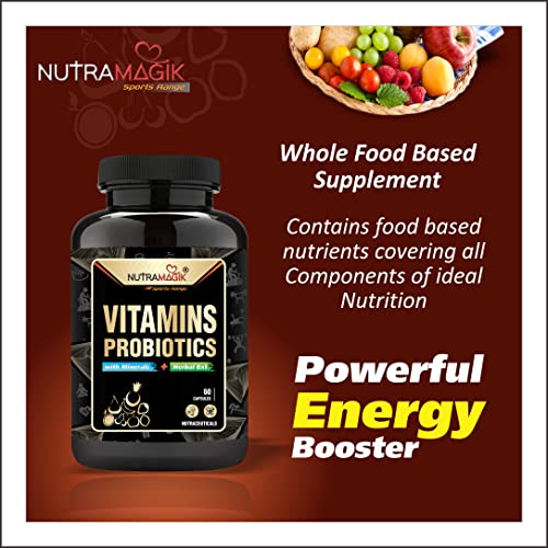 Nutramagik Multivitamin Multi-mineral, Antioxidant, and Probiotics with Herbal extract blends- 60 Capsules