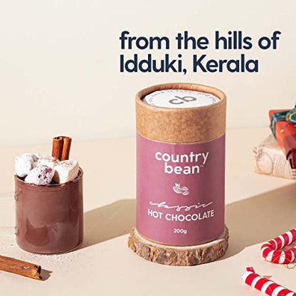 Country Bean Classic Hot Chocolate, 200G, 60% less sugar, enjoy hot or cold, perfect Diwali gift