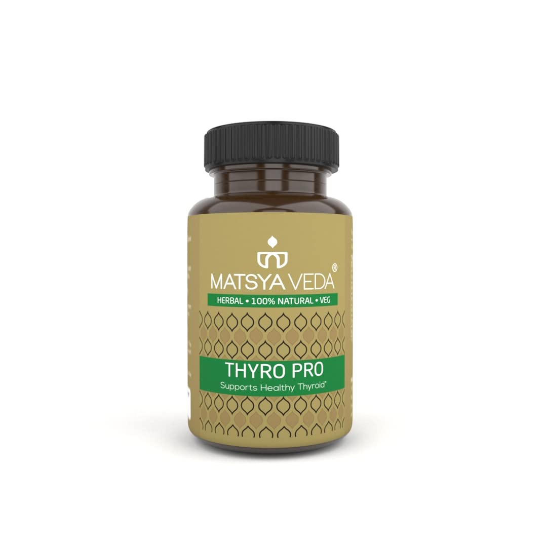 MatsyaVeda Herbals: ThyroPro | Supports Thyroid Function & Healthy Metabolism | Ayurvedic Supplement | 60 Veg Capsules I For Men And Women (Pack Of 1)