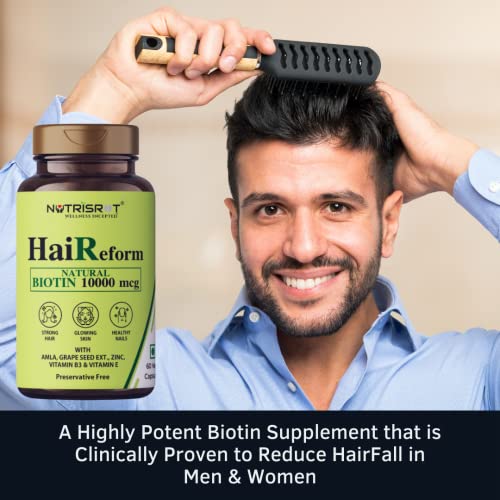 NUTRISROT? HaiReform Hair Growth & Hair Fall Control Supplement with 16 Vital Hair Vitamins & Mineran & Hair Support | 60 Veg capsules for Men & Women