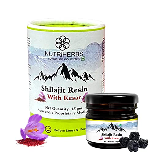 NUTRiHERBS Shilajit/Sheelajit Resin With Kesar 15g for Stamina, Endurance & Strength (Pack of 1)