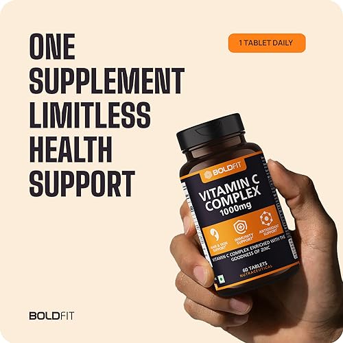 Boldfit Vitamin C Complex 1000mg Tablet with Amla and Zinc for Men & Women - Supports Energy, Immunity, Antioxidant - 60 Tablets