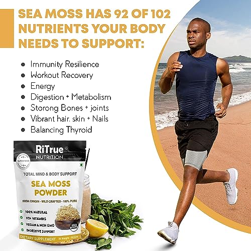 RiTrue Nutrition SEA MOSS Powder - 60 Gm - Irish Sourced - Seamoss Extract Dietary Supplement For Eating (Raw Honduran Gel)