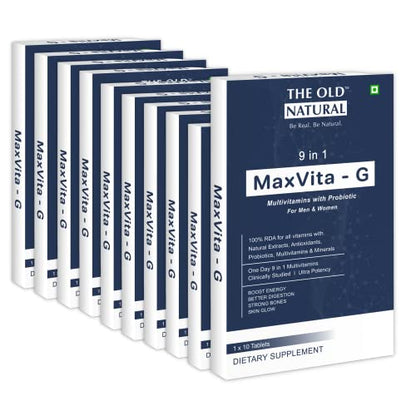 The Old Natural Multivitamin for men Maxvita -G Multivitamin with Probiotic 100 Tablets I Combinatioiotic & Probiotic (Pack of 10 Strip - 100 Tablets)