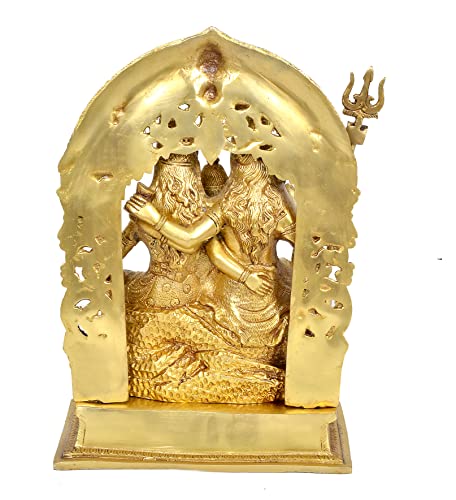 AONA Brass Shiv Parivar Idol Figurine Decorative Showpiece Shiv Family Sculpture for Home Temple Office Gift Item Golden Height 12 Inches