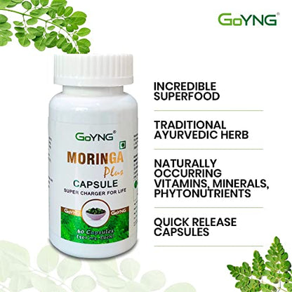 GoYNG Moringa Capsules - 500mg | Natural Nutrients & Antioxidants | 60 Capsules