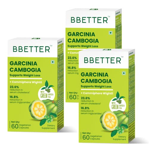 BBETTER Garcinia Cambogia For Weight Loss Tablets For Women And Men - With Green Coffee Green Tea Guxtract & Inulin - Keto supplement-180 Veg capsules